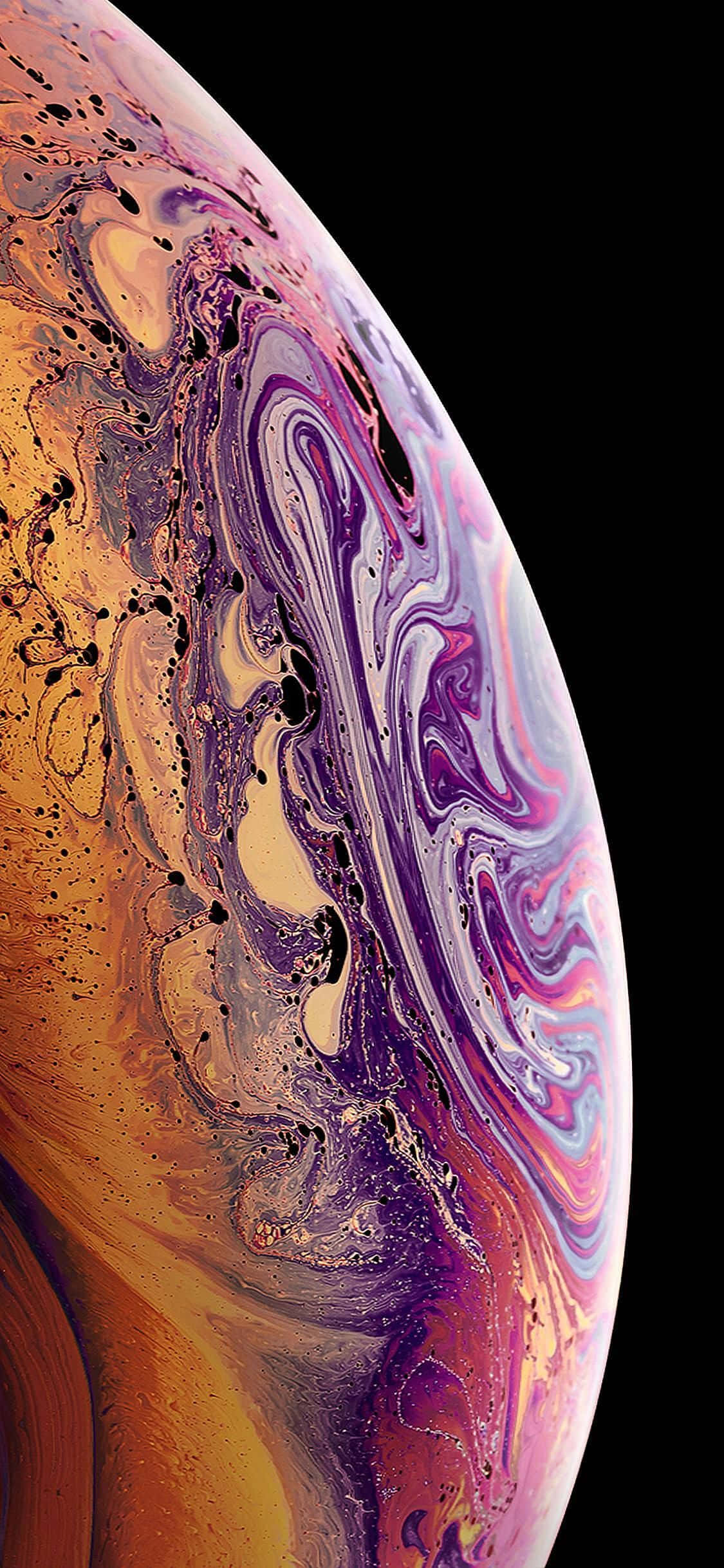 Apple iPhone XS лилав градиент с мехурчета Тапет