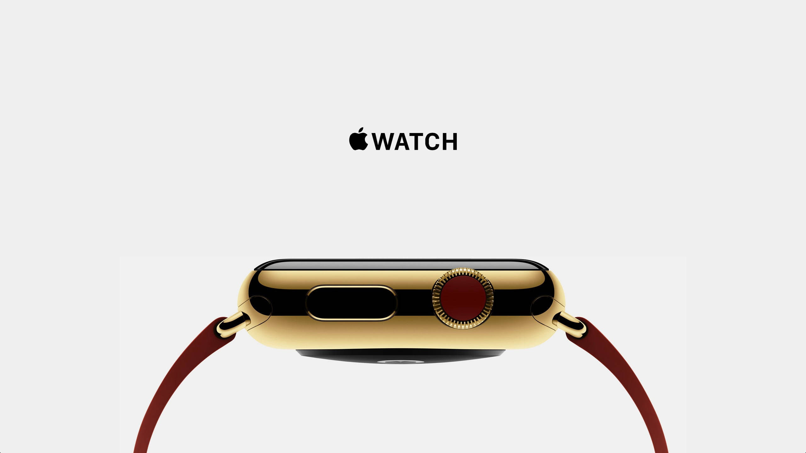 Apple Watch със златен безел и червен коронка Тапет