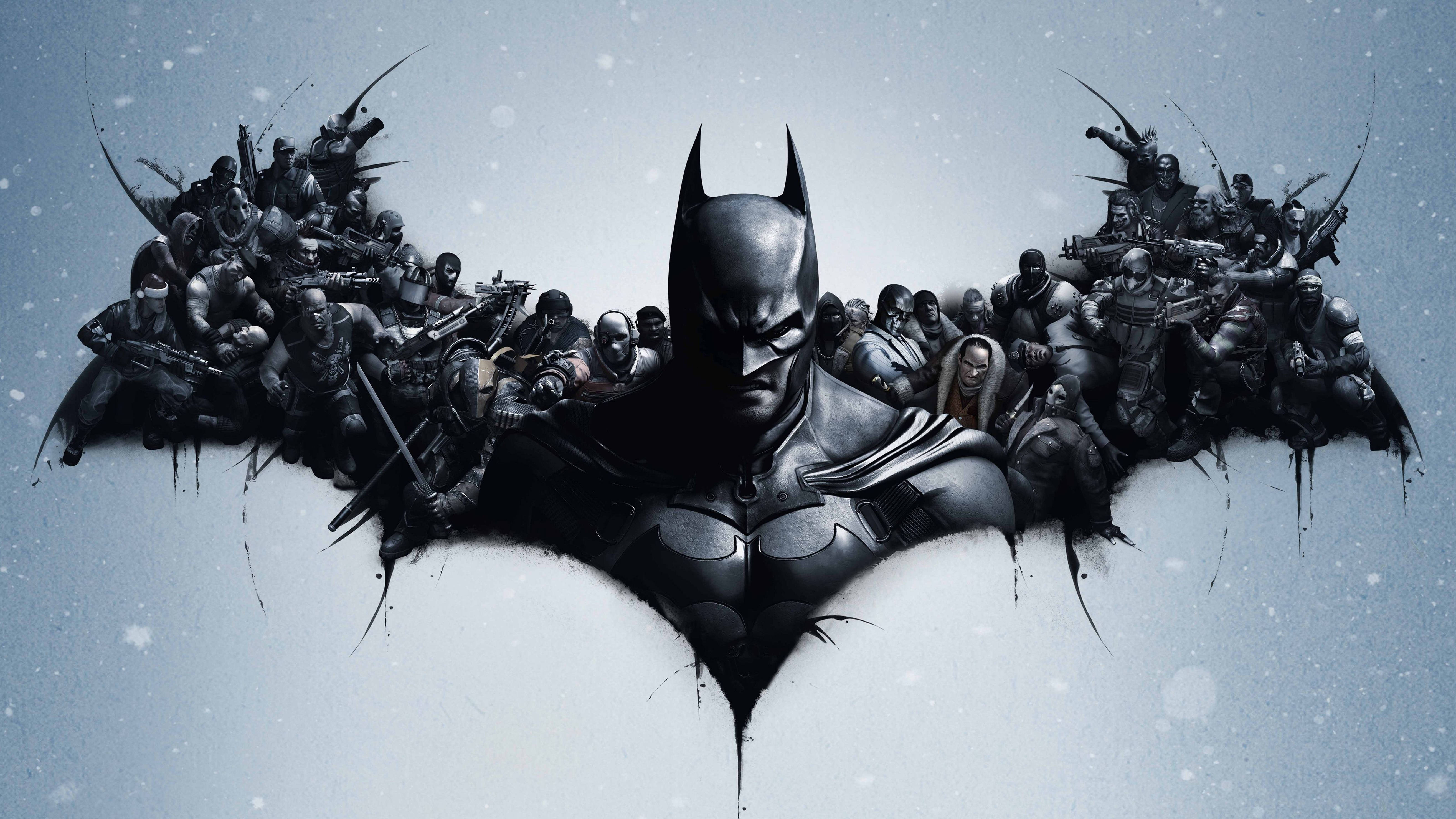 Артистично лого на Батман Arkham City 4K Тапет