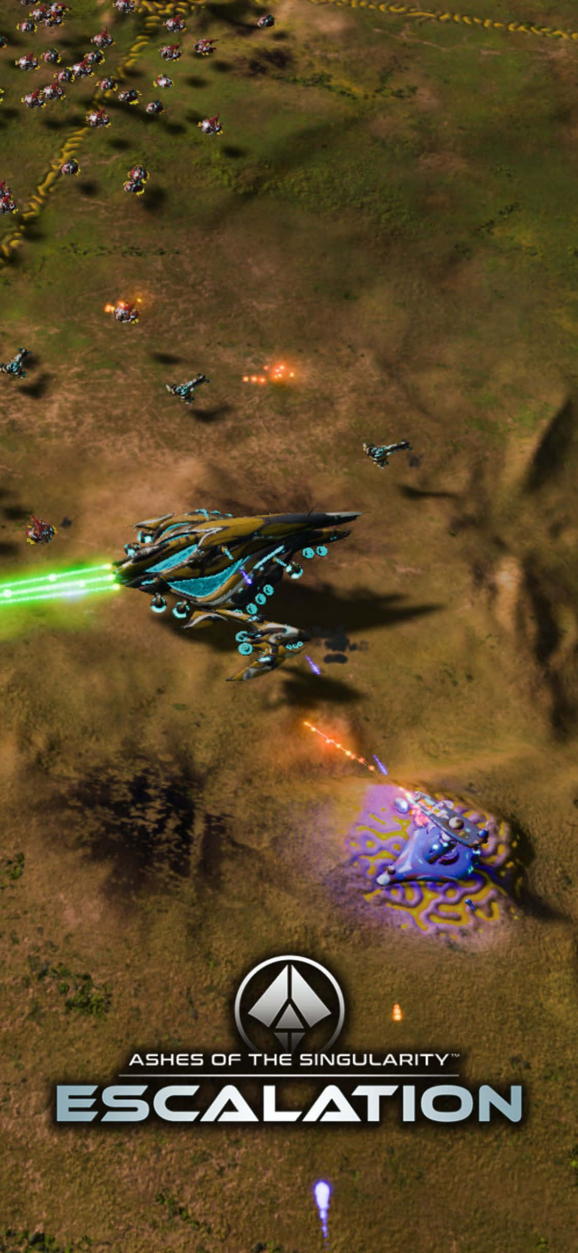 Потопи се в интензивната научно-фантастична стратегическа игра Ashes Of The Singularity Escalation на iPhone X Тапет