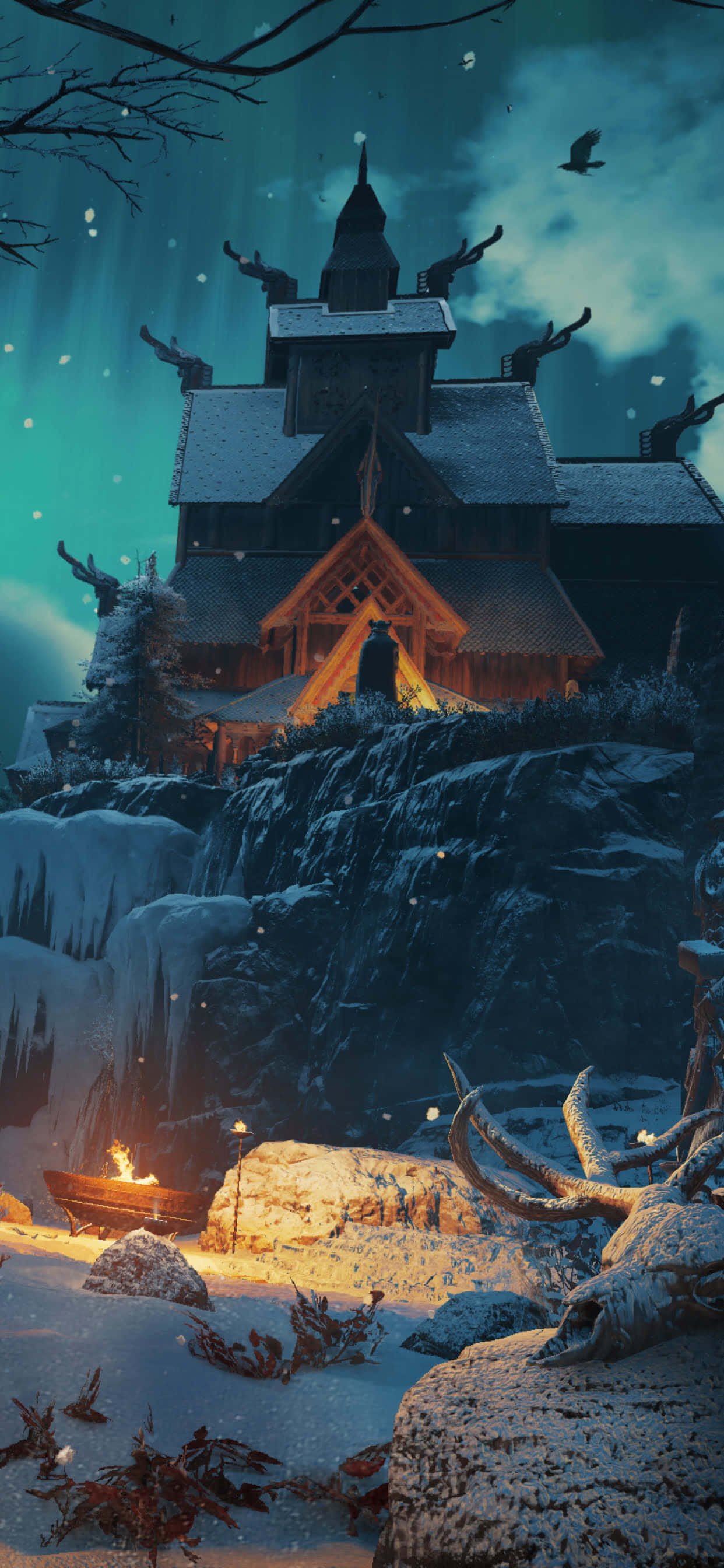 Невероятно представление на Assassin's Creed Valhaha за iPhone XS Max Тапет