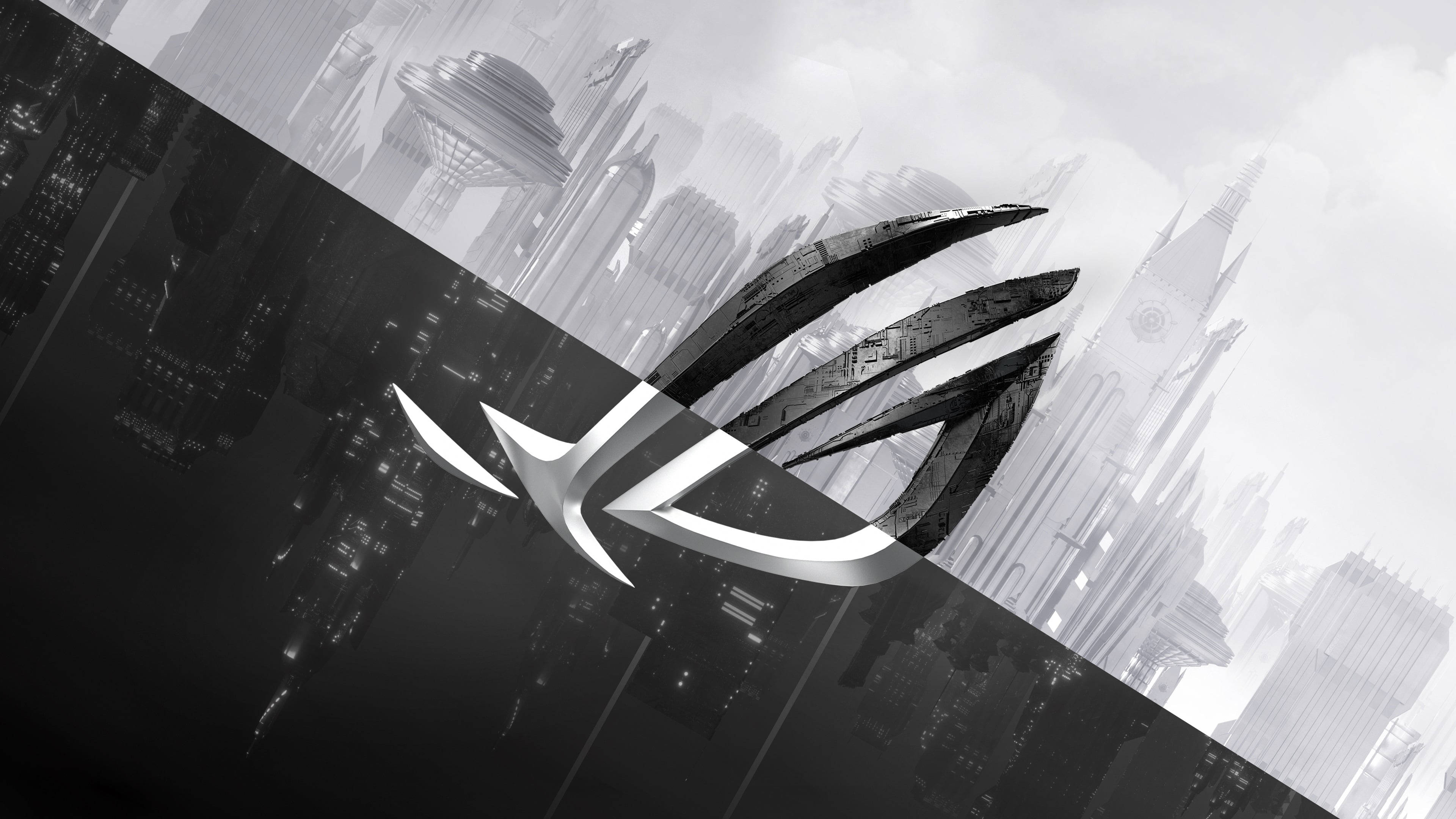 Черно-бяло лого на Asus ROG за лаптоп за игри Тапет