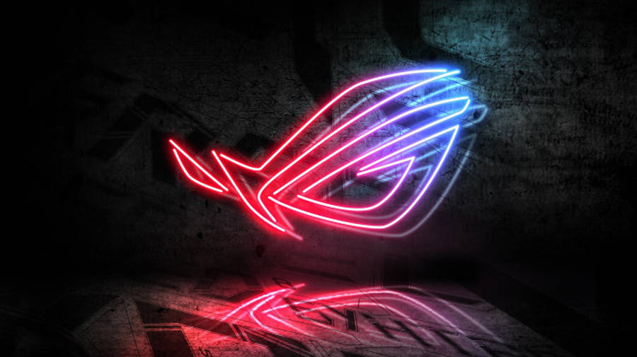 Неоново синьо и червено лого на ASUS ROG Тапет