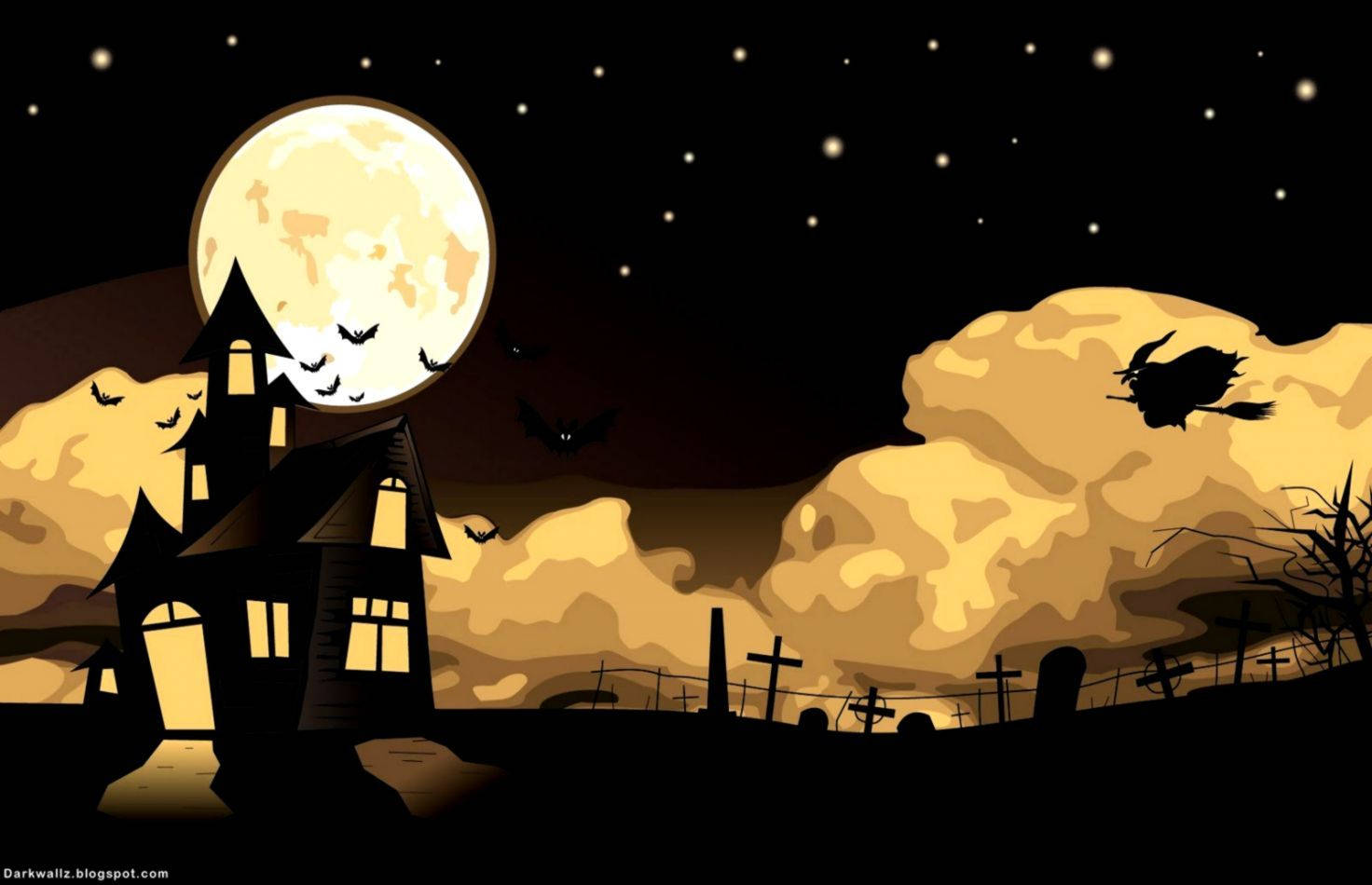 Кawaii Halloween къща Тапет