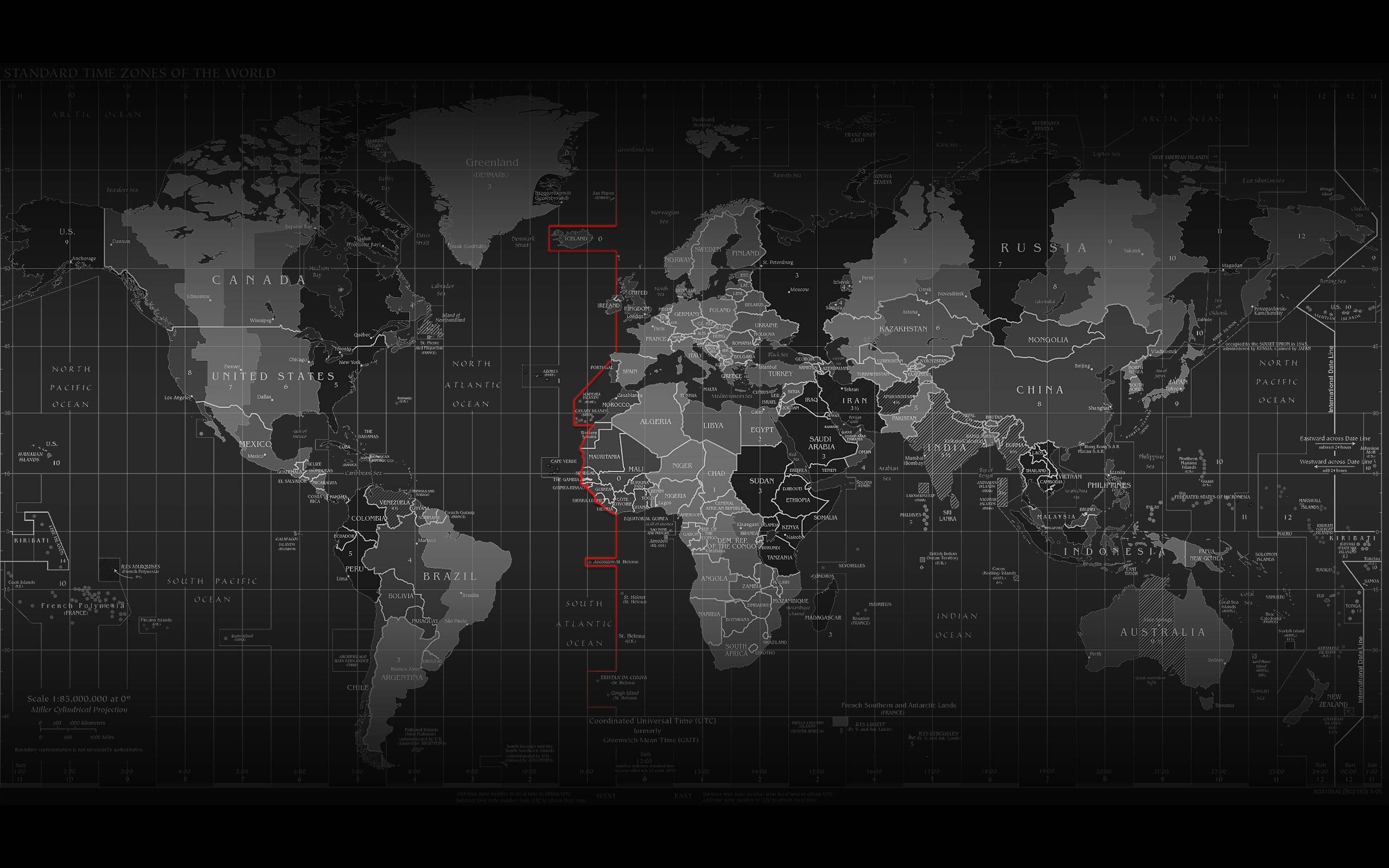 Тъмна карта на света Black Mac Тапет