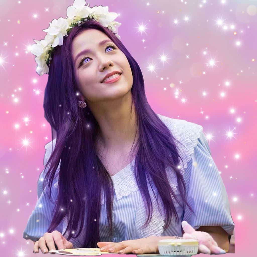 Джису Blackpink с лилави очи и коса Тапет