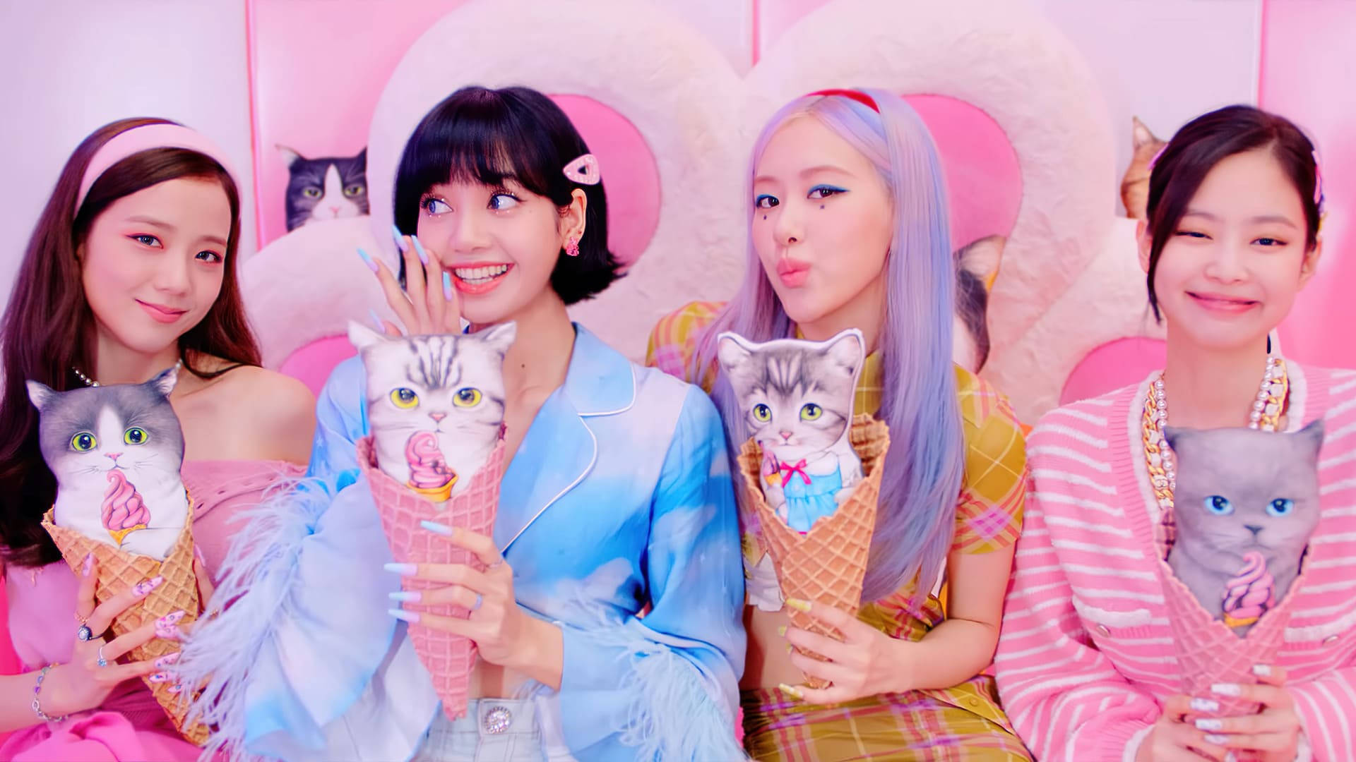 Blackpink сладка фотосесия от видеото на Ice Cream Тапет