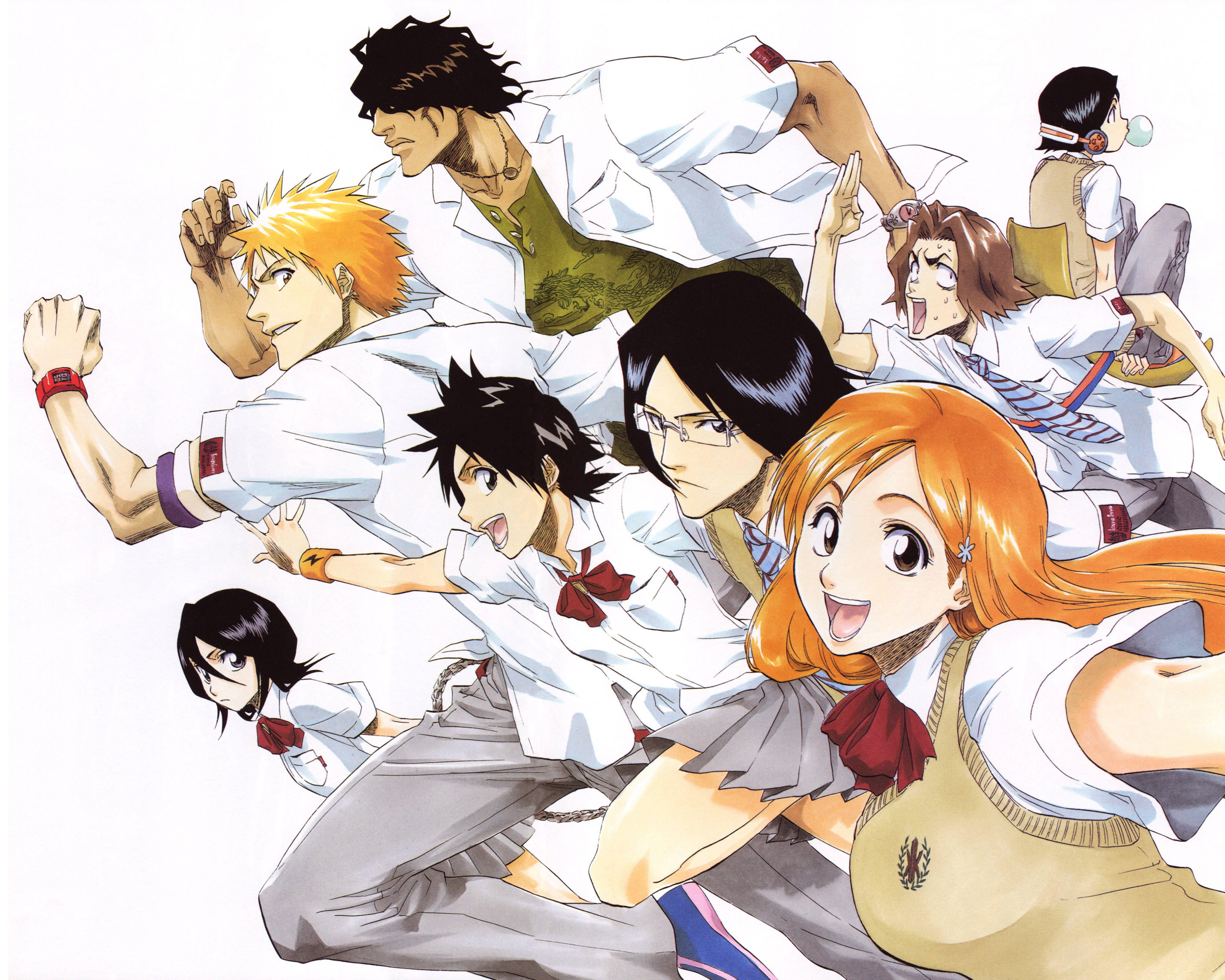 Bleach 4K Ultra HD Основен актьорски състав дигитално изкуство Тапет
