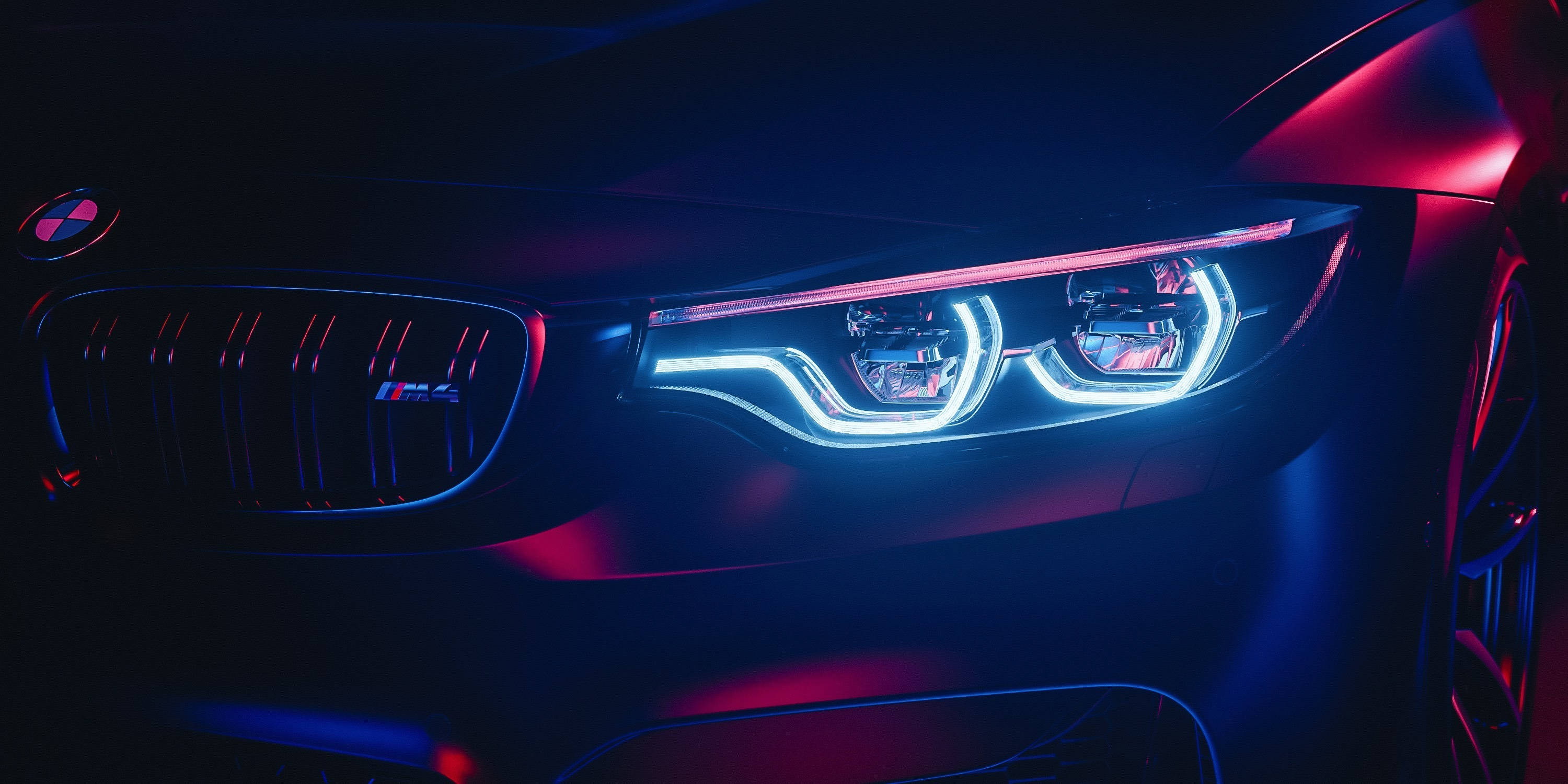 Предни фарове на BMW M4 във Full HD Тапет