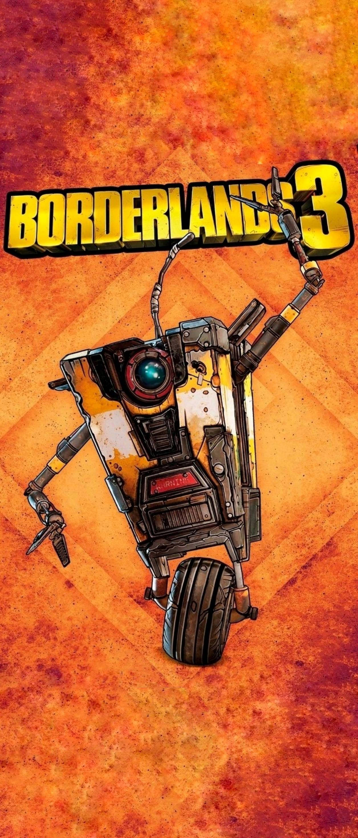 Borderlands iPhone Claptrap Оранжева Естетика Тапет