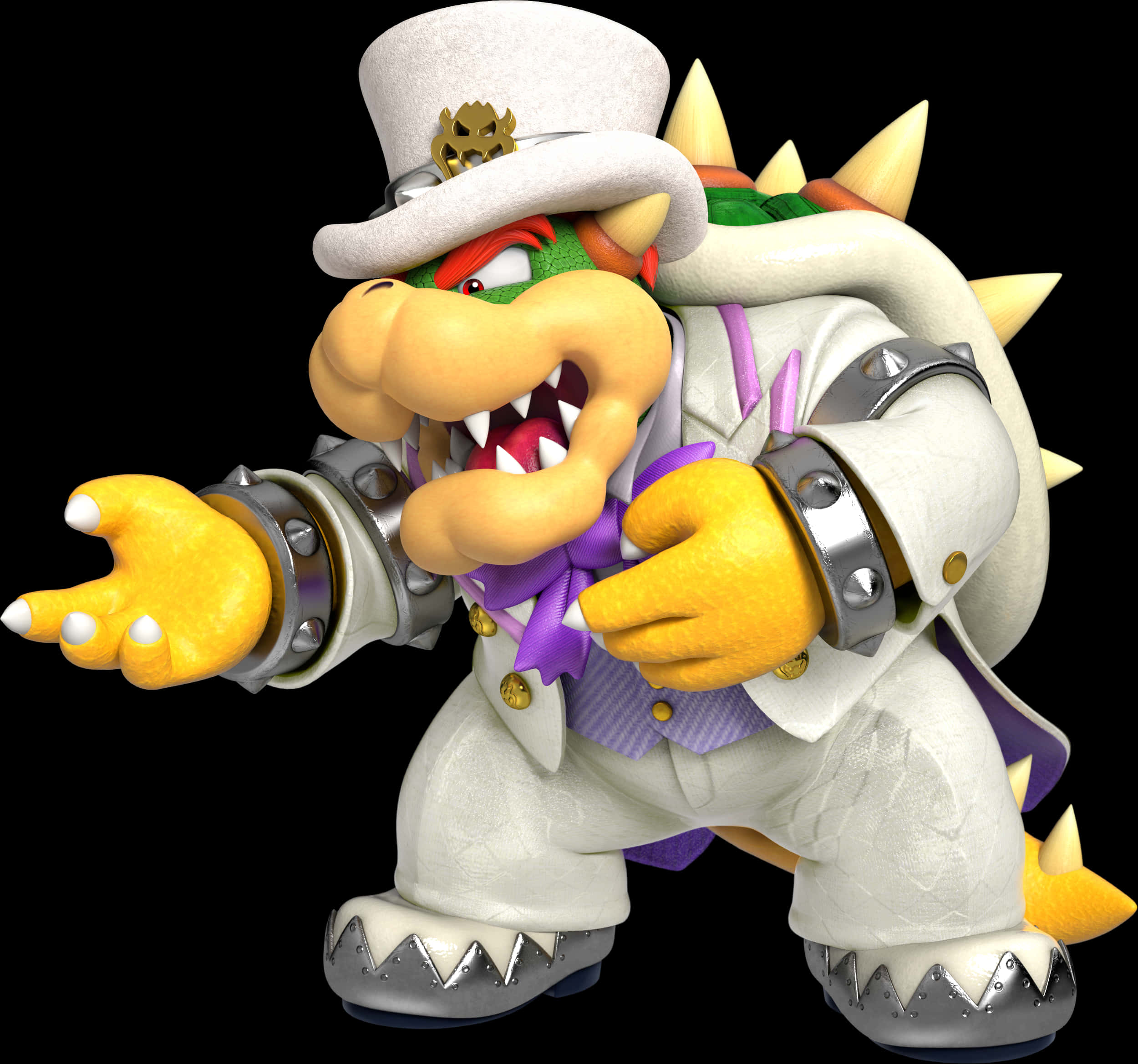 Bowser в бял костюм 3D рендер Тапет