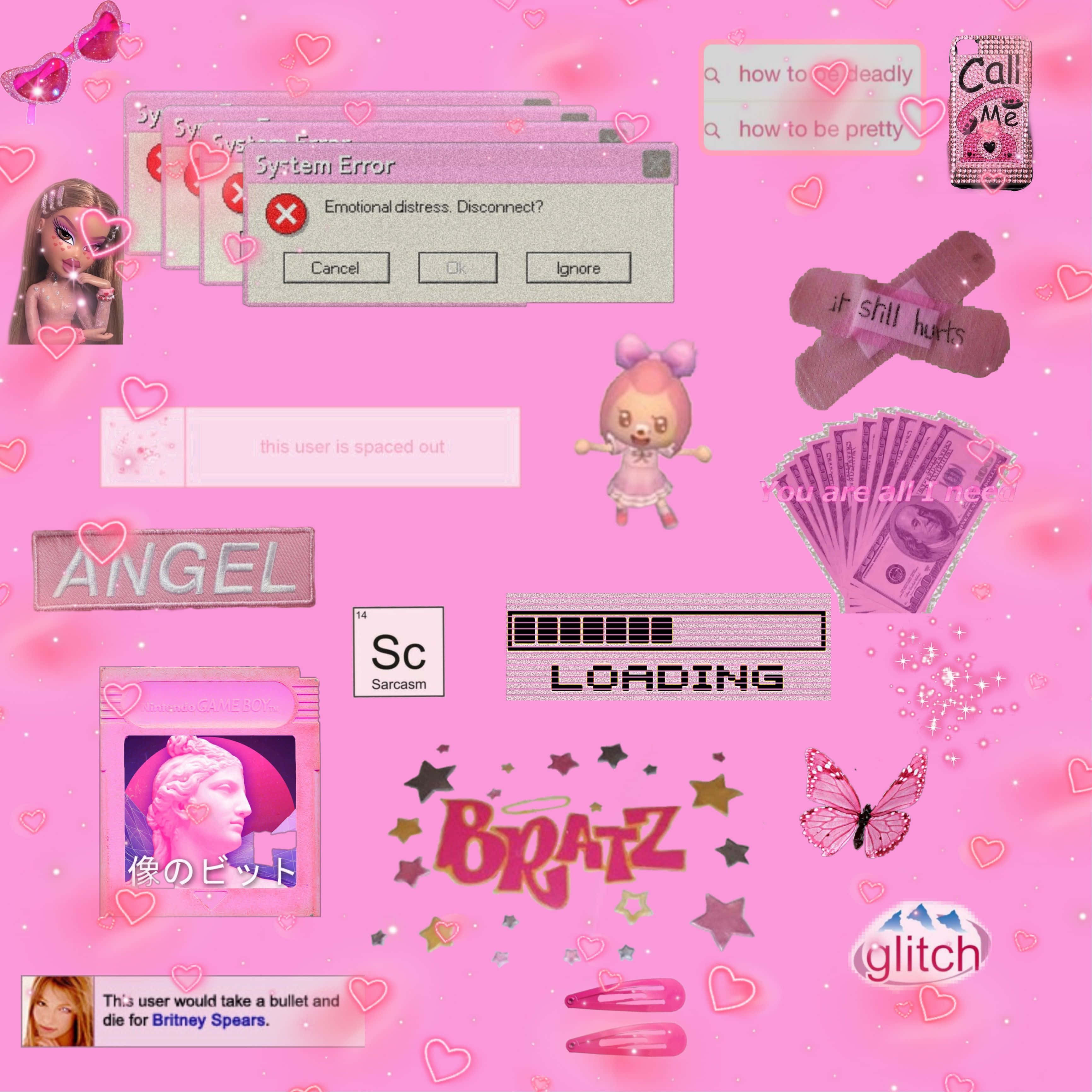 Компютърна Bratz розова Y2K фонове Тапет