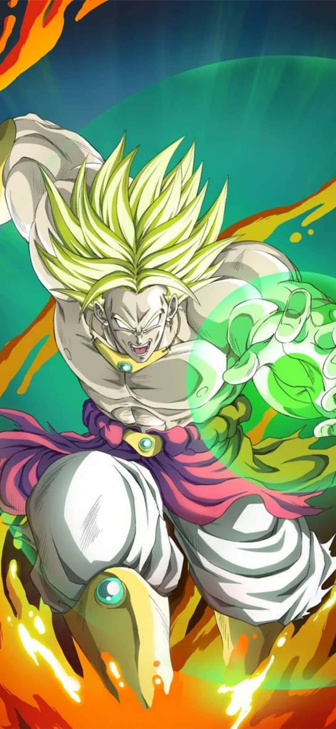 Broly iPhone Super Saiyan енергиен взрив Тапет