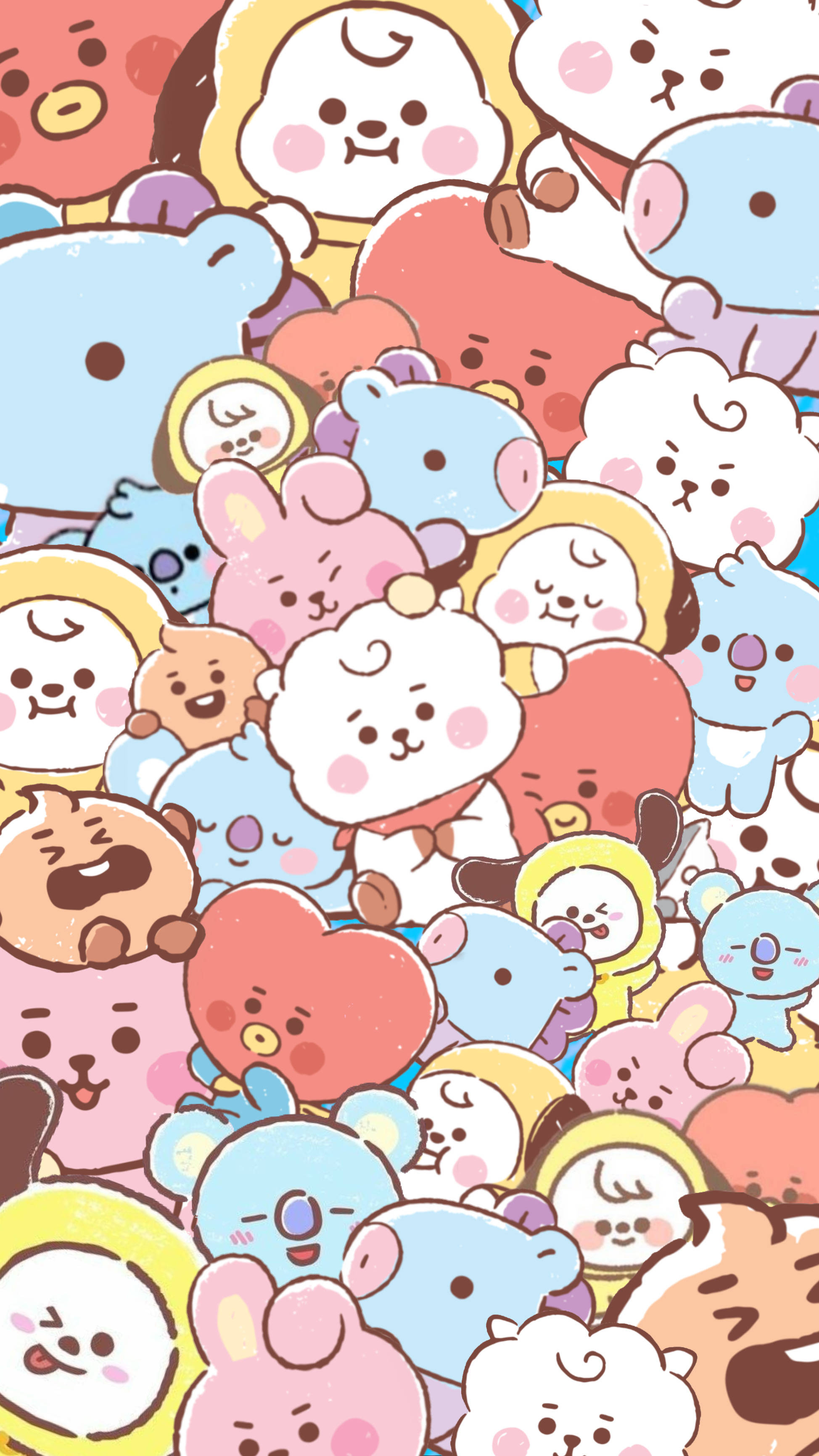 Пастелно лилаво Куки и приятели от BT21 Тапет