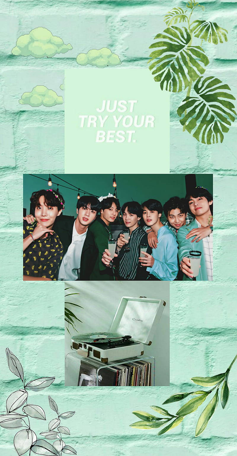 BTS Естетика Ментолово Зелен Тапет
