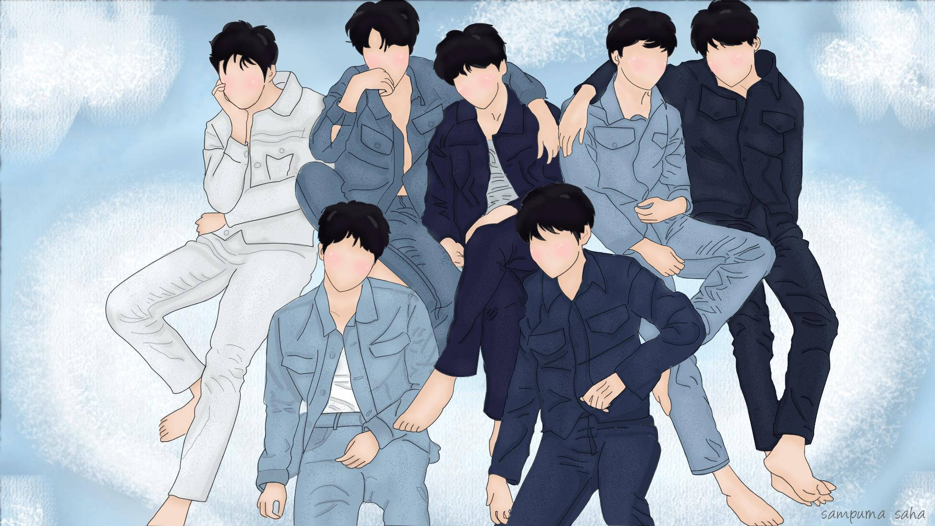BTS 2020 анимирано изкуство Тапет