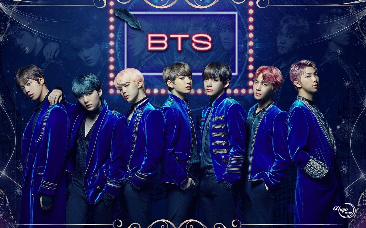 BTS изглеждат готино в синьо Тапет