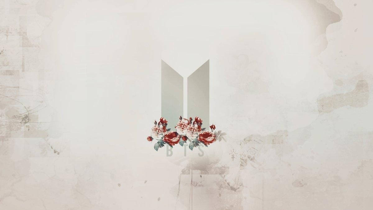 Лого на BTS с цветя за лаптоп Тапет