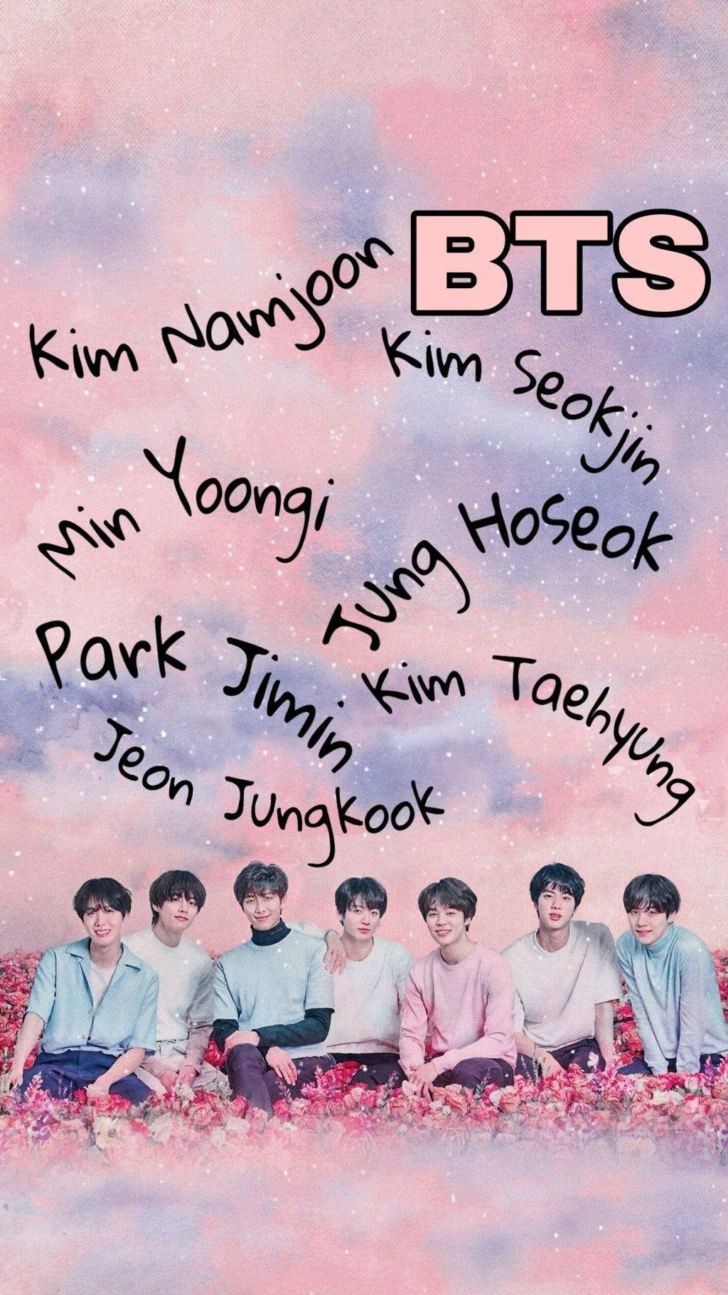 Естетика Bts върху рози Тапет