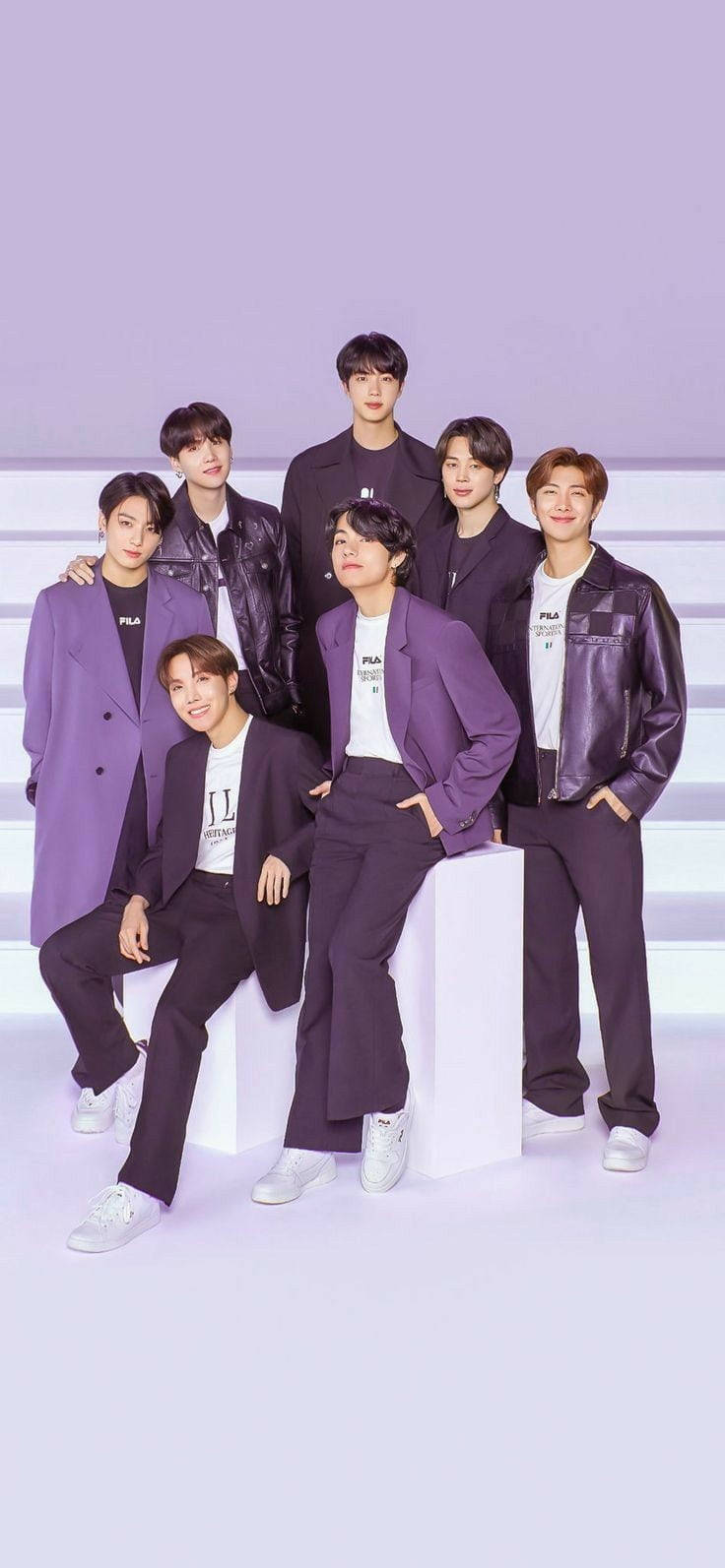 BTS фотосесия лилава естетика Тапет