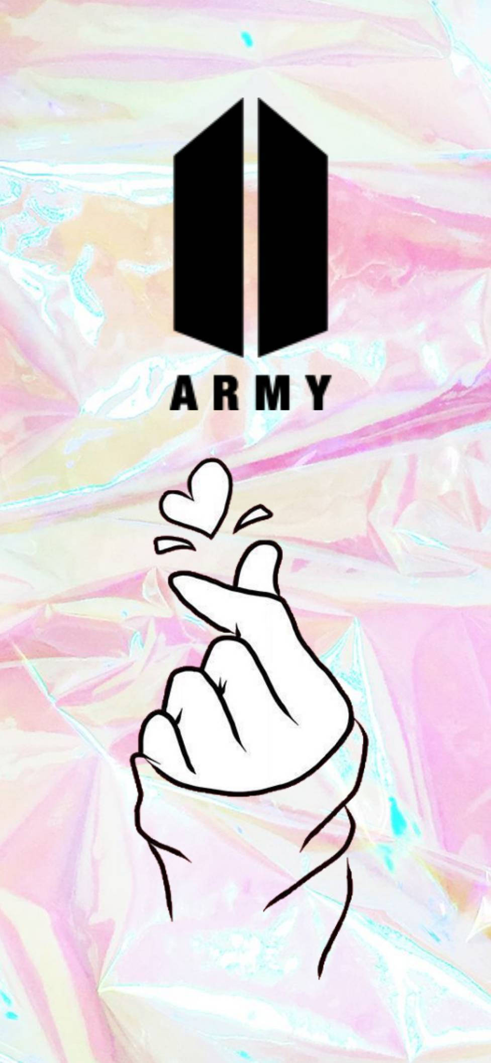 Лого на BTS с пръстово сърце Тапет