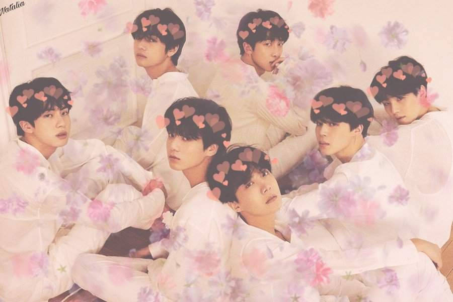 Сладка фотосесия на BTS с мечтателни сърца Тапет