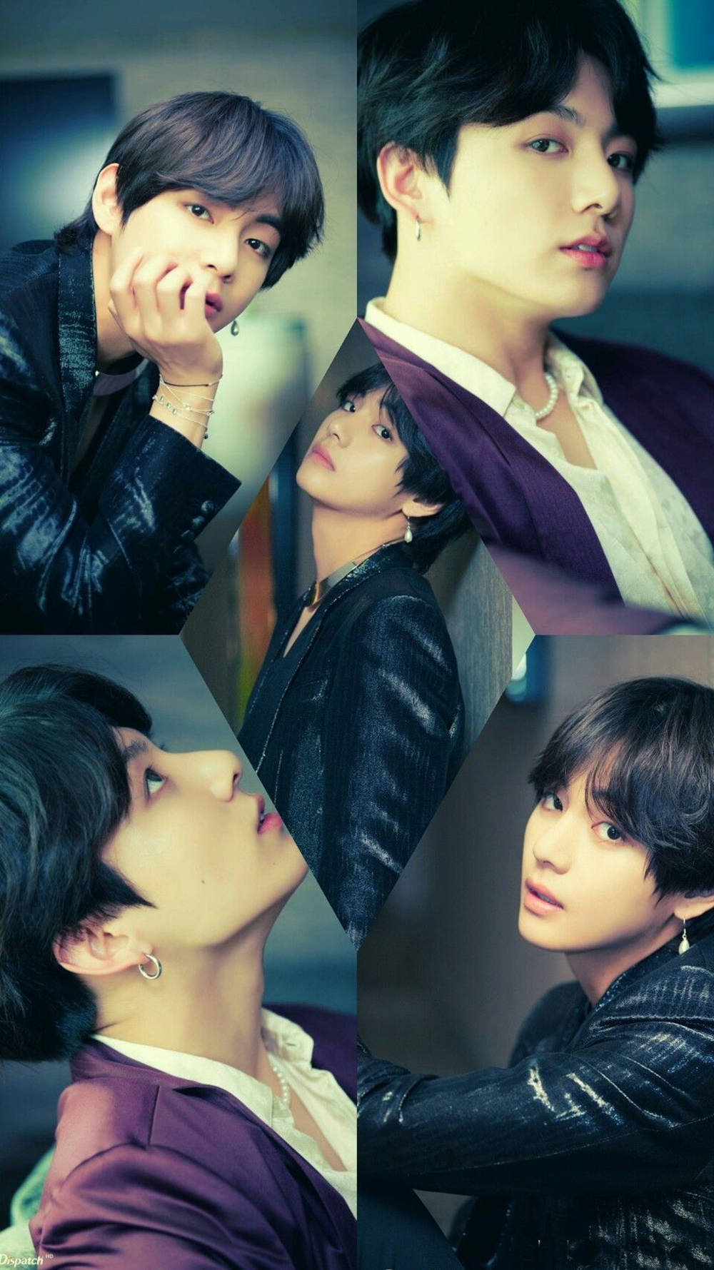 BTS JK и V колаж арт Тапет