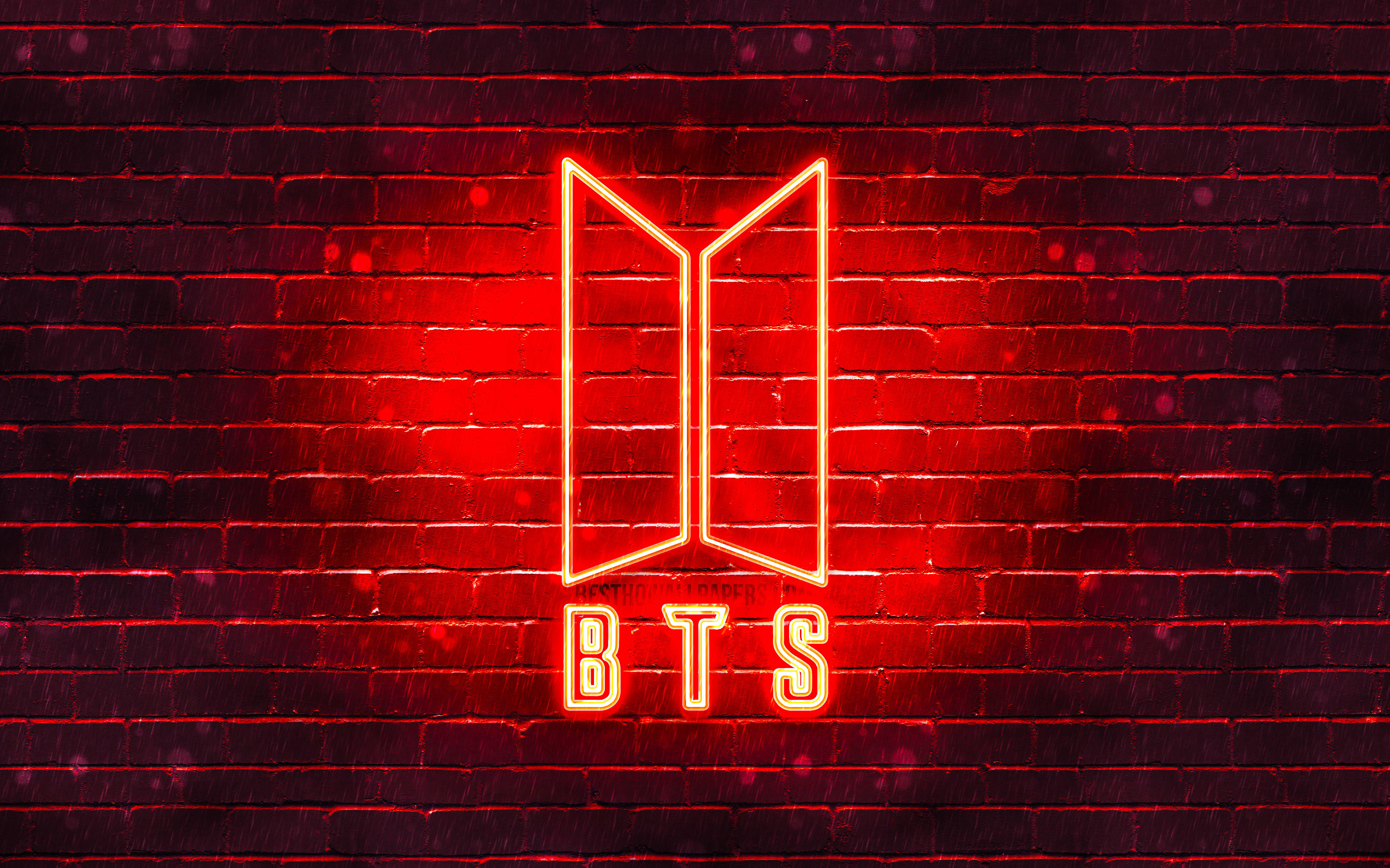 Неоново червено лого на BTS Тапет