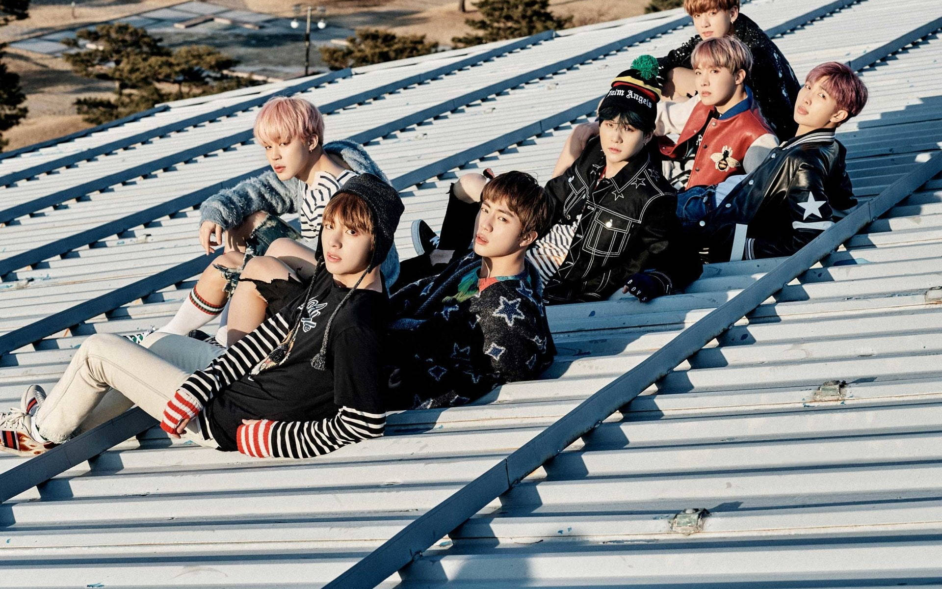BTS групова снимка Spring Day Тапет