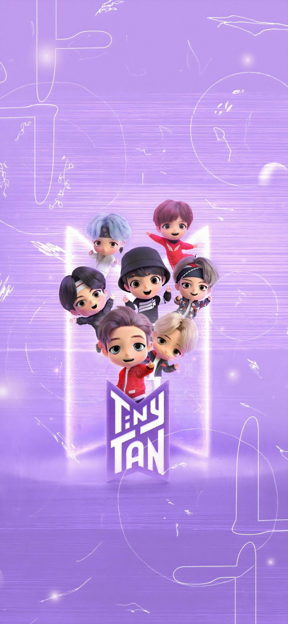 BTS Tinytan пастелно лилав портрет Тапет