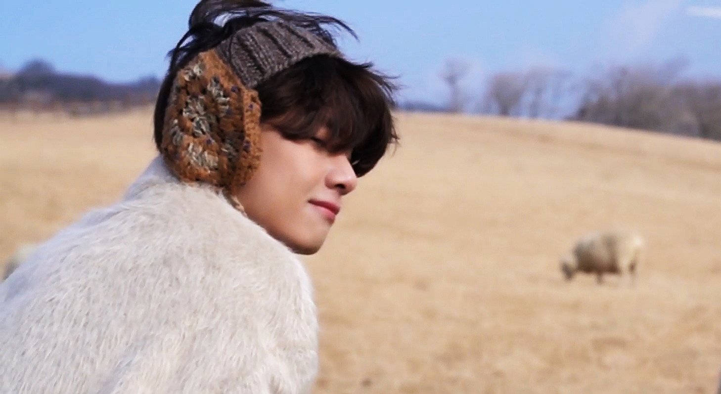 BTS V с плетени ушанки Тапет