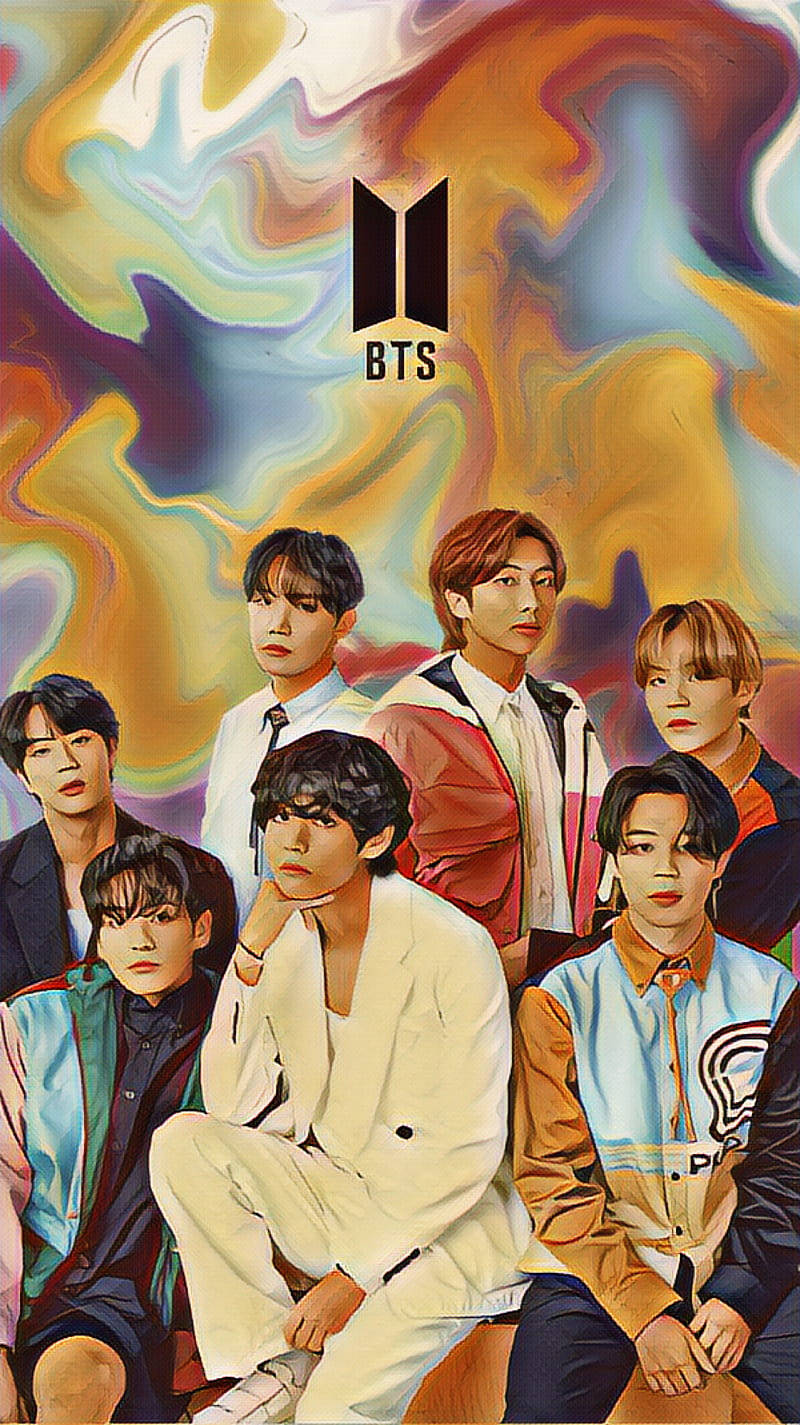 Сладка рисунка на BTS върху платно Тапет