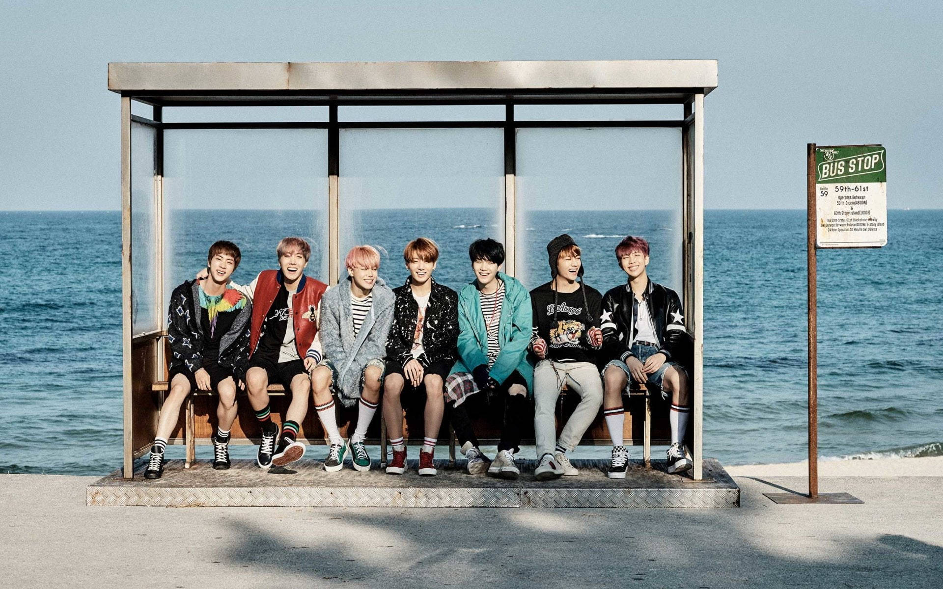 BTS групова снимка YNWA Тапет