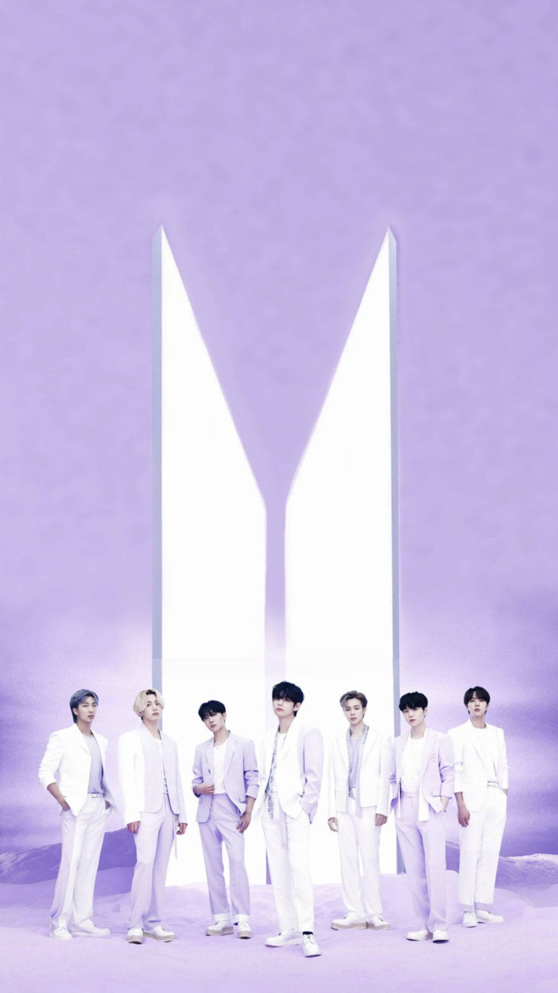 BTS Бели Костюми Лилаво Естетика Тапет