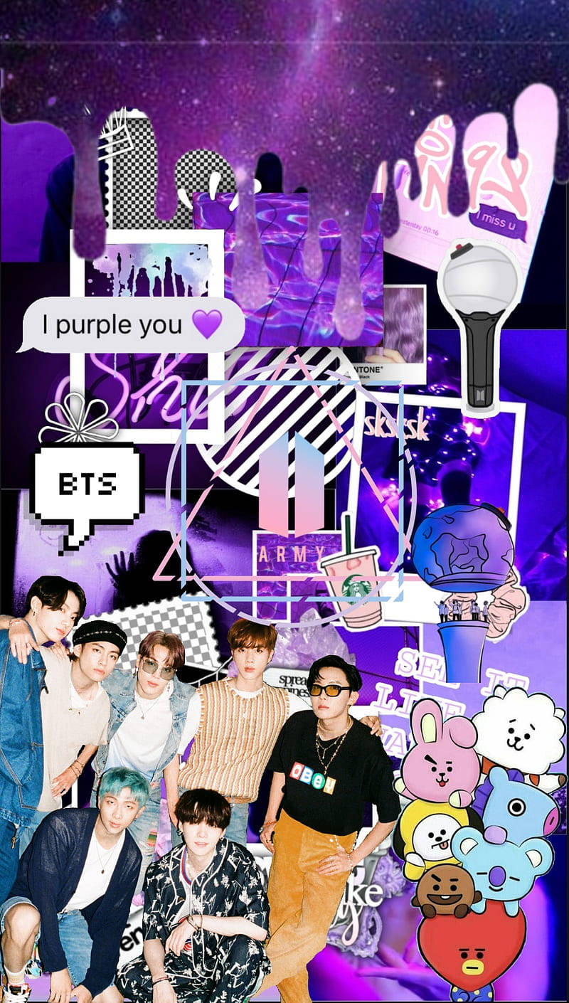 BTS Естетика BT21 Лила Тапет