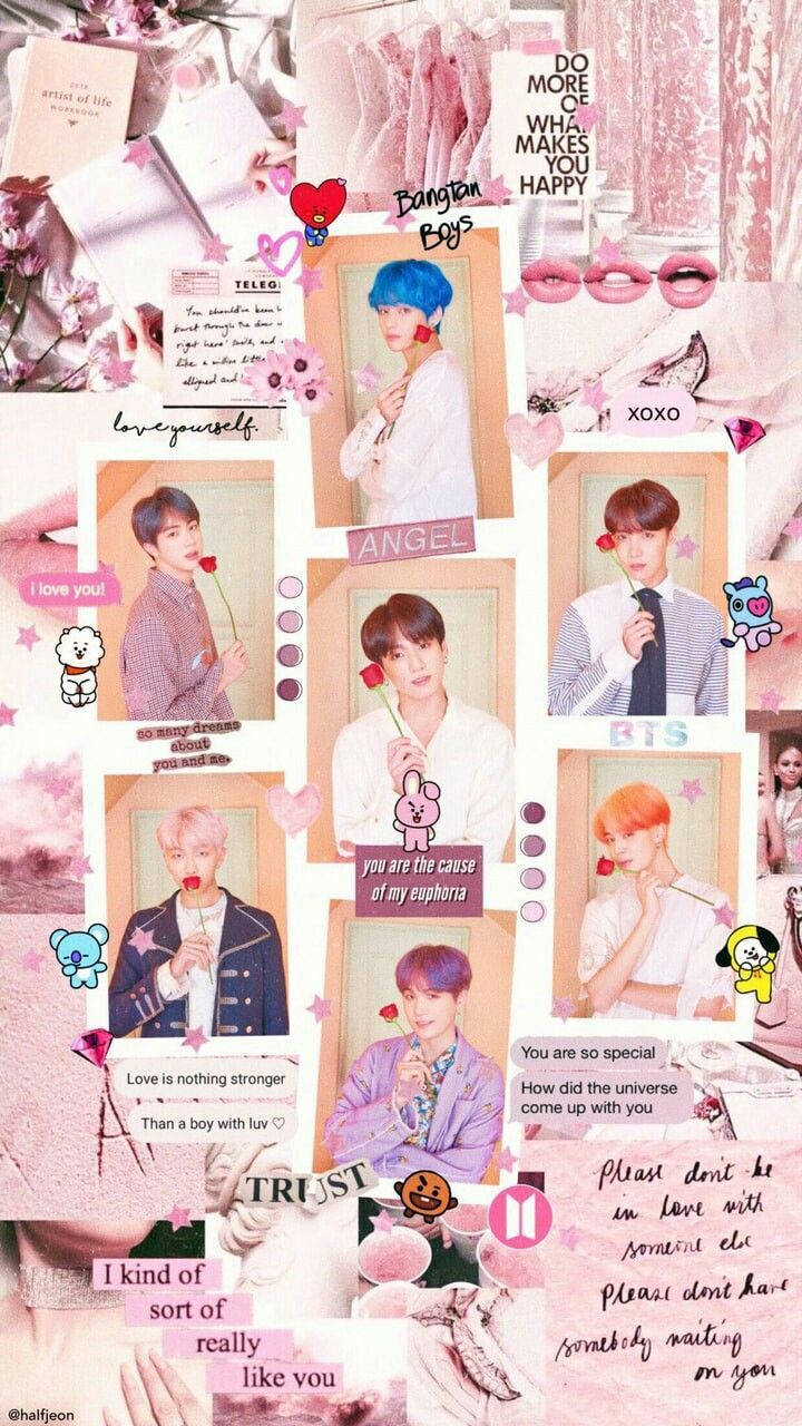 BTS Естетика Членове с Роза Тапет