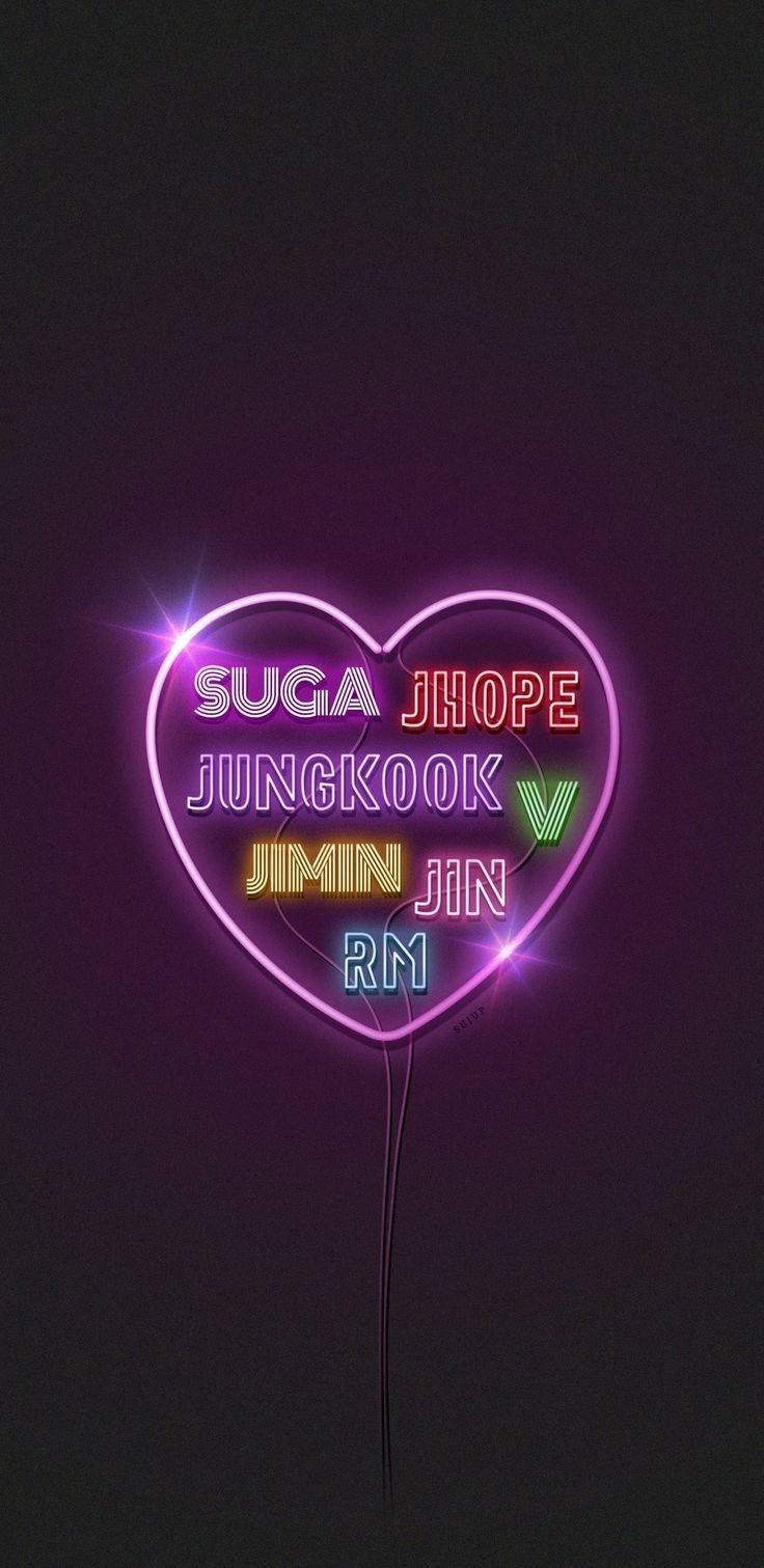BTS Естетично Неоново Изкуство Тапет