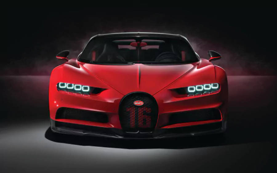 Червен Bugatti Chiron 4K Тапет