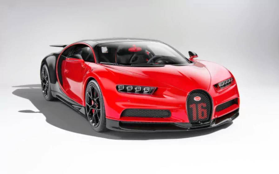Червен Bugatti Chiron 4K Тапет