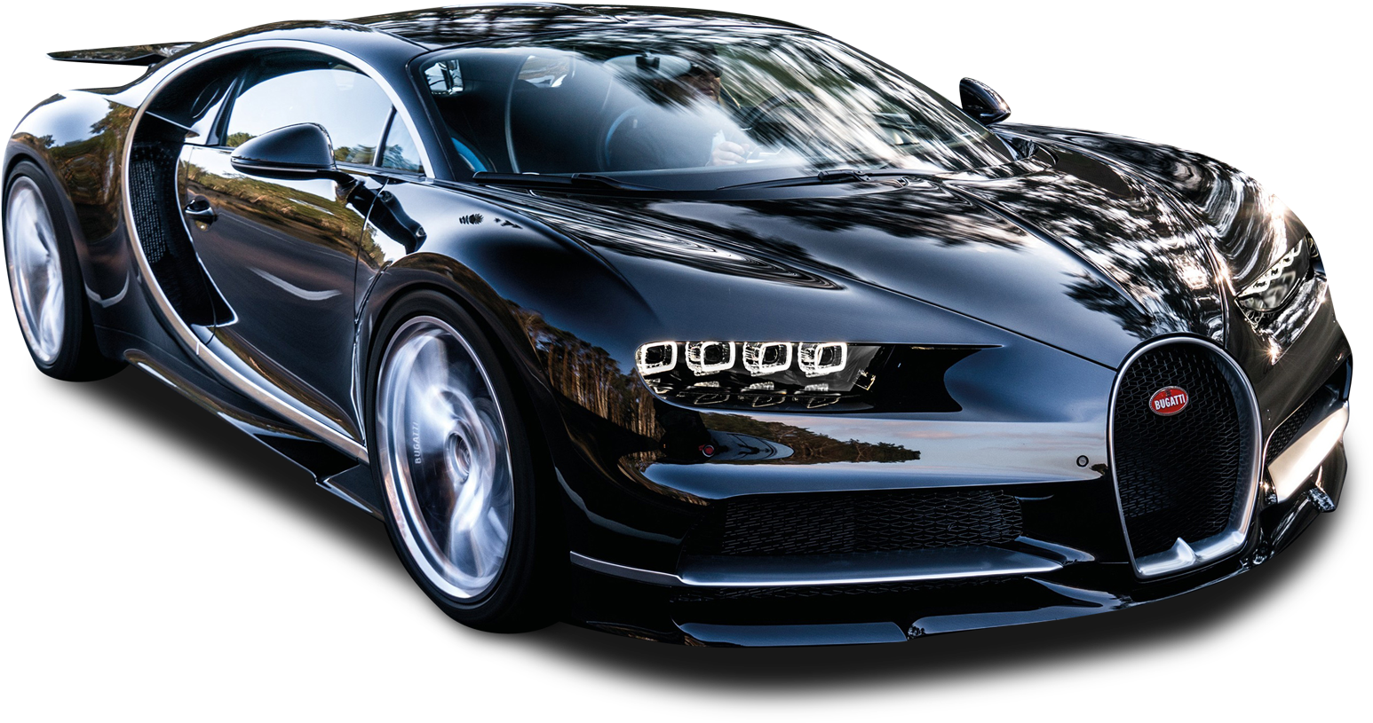 Черен Bugatti Chiron отстрани Тапет