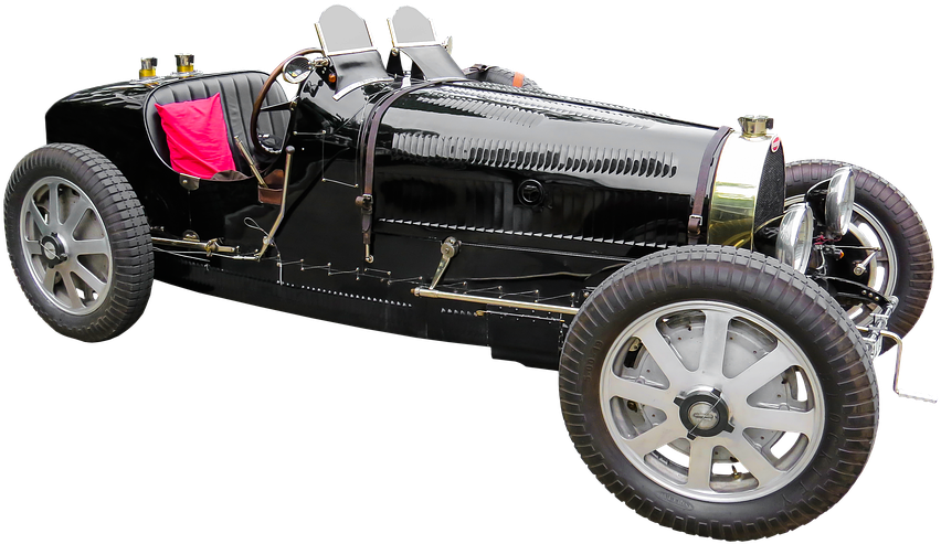 Ретро черен състезателен автомобил Bugatti Тапет