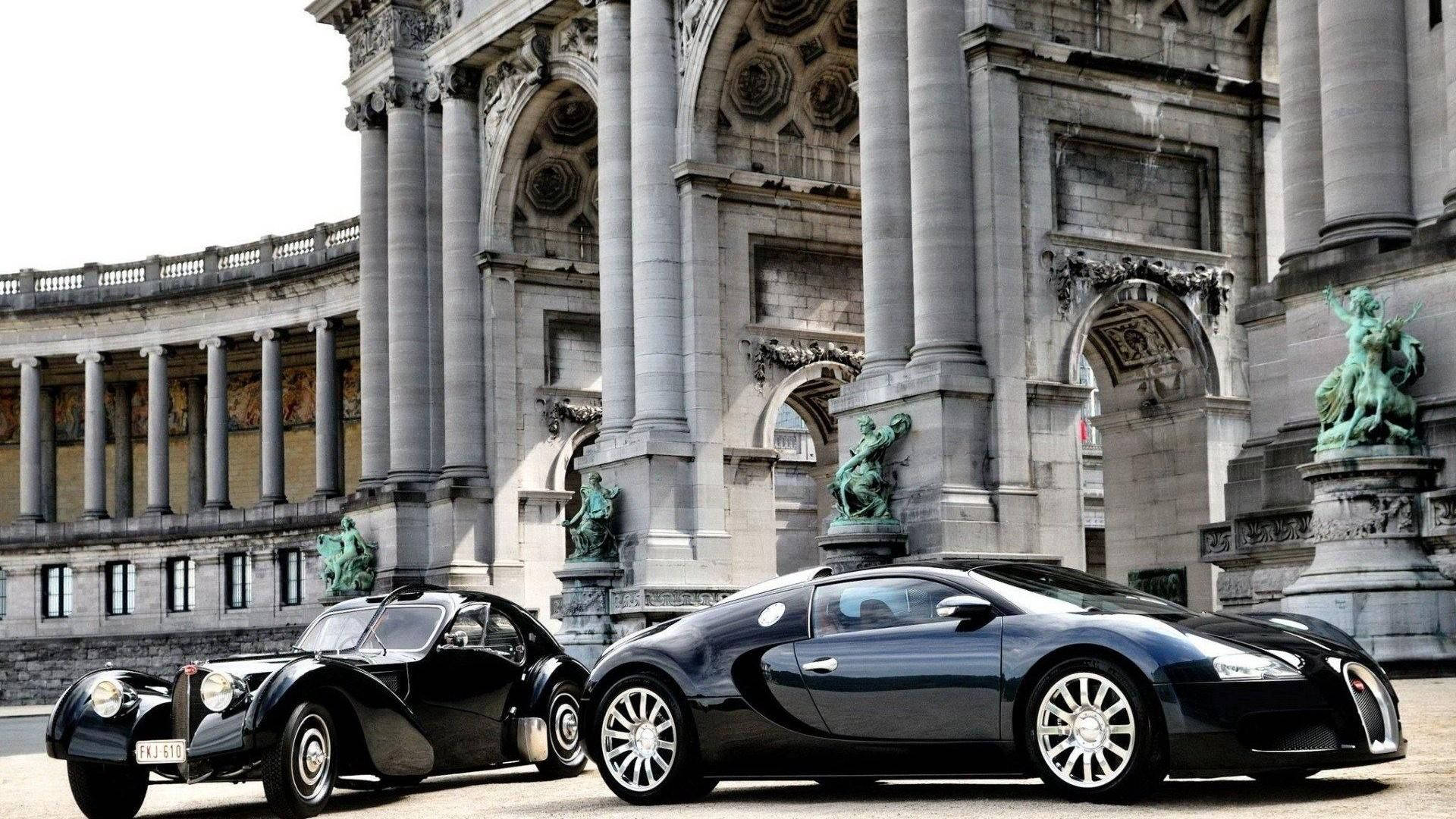 Паркиран Bugatti Veyron в арка Тапет