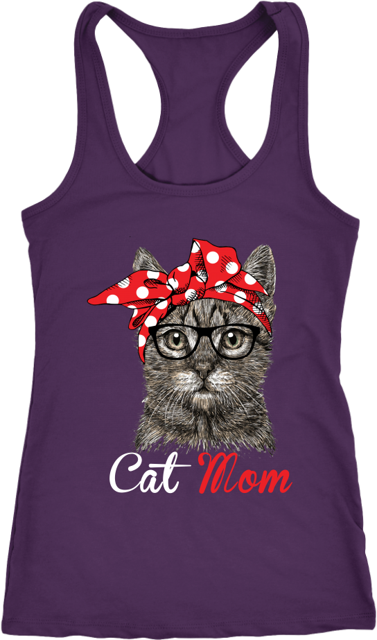 Тениска с надпис Cat Mom и графичен принт Тапет