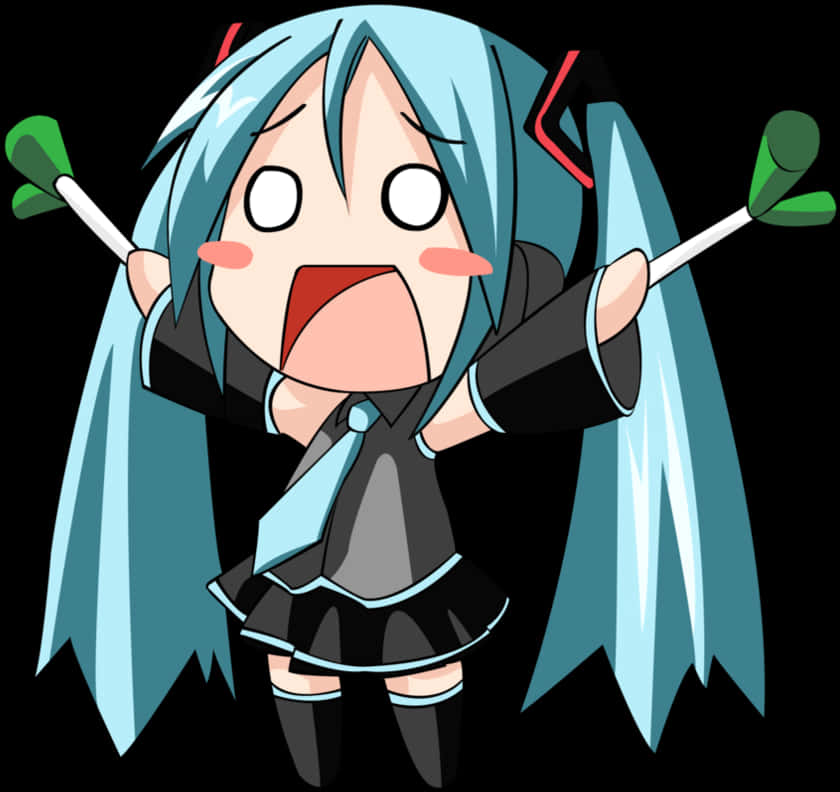 Chibi Hatsune Miku с празничен поздрав вектор Тапет