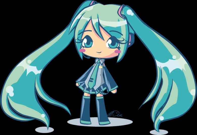 Chibi Hatsune Miku векторно изкуство Тапет