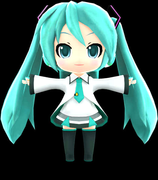 Chibi фигурка на Hatsune Miku Тапет