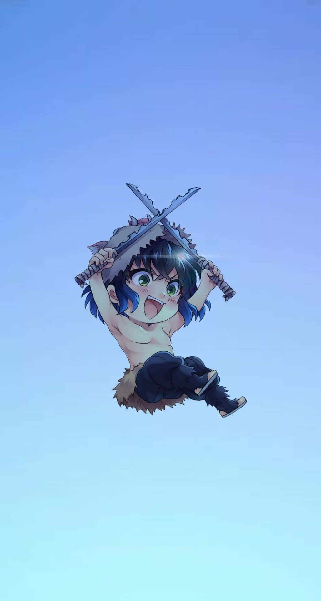 Chibi Inosuke скачащ PFP Тапет