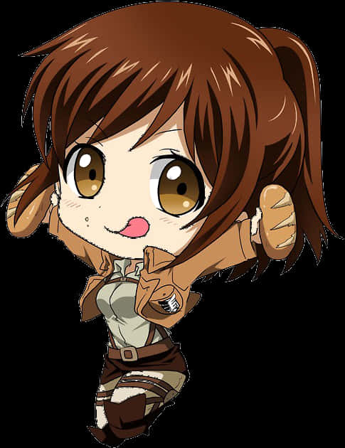 Chibi аниме герой с кафява коса Тапет