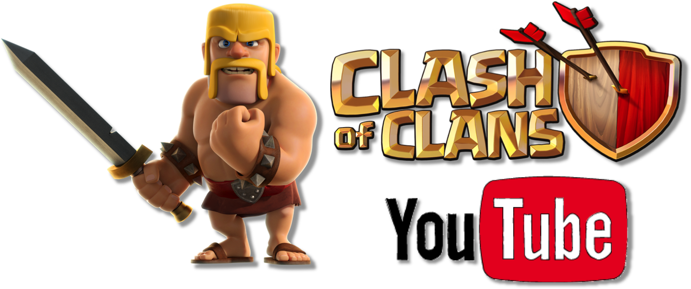 Логотип Clash of Clans с героем и иконкой YouTube Тапет