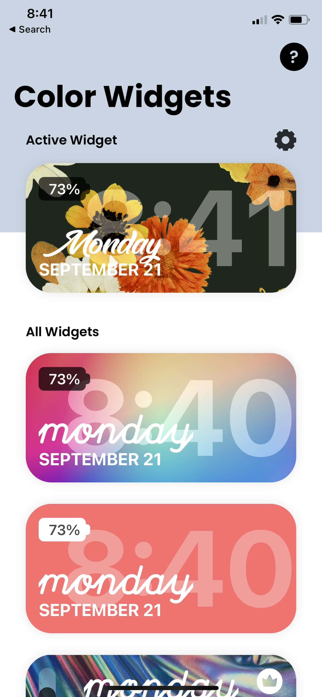 color widgets - екранна снимка на приложение Тапет
